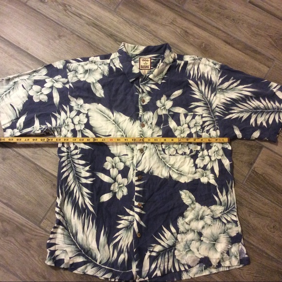 Tommy Bahama blue green white Hawaiian shirt - Picture 3 of 4